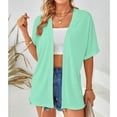 thumbnail image 1 of Jsaierl Cardigans Légers pour Femmes Été Décontracté Manches Courtes Hauts Plage Vacances Chemises Douces Confortables Amples, 1 of 6