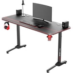 55 inch Ergonomic PC Gaming Computer Desk with Cup Holder and Headphone Hook, T-Shape Writing Table Gamer Desk for Home Office