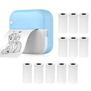 TFixol Compact M3 57mm Mini Thermal Printer, 200dpi, Bluetooth/USB, 800mAh Battery, Prints Notes/Images/Text, Includes 11 Rolls, Blue/Pink Options