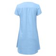 thumbnail image 4 of HKEJIAOI Robe Femme Femme Manches Courtes Col en V Décontractée Chaude Vacances Couleur Unie Mini Robe Droite Économies Liquidation Bleu Clair, 4 of 8