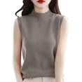 thumbnail image 3 of Sentmoon Womens Sweatshirts High Neck Knitted Sleeveless Sweater Tops for Women Oversized Solid Color Slim Lightweight and Warm Clothes for Women Fall and Winter for Weekend Outings Khaki L, 3 of 5