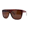 thumbnail image 3 of Mens Classic Flat Top Oversize Gangster Rectangle Plastic Sunglasses Red Tortoise Brown, 3 of 4
