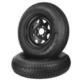 thumbnail image 1 of 2-Pack ST205/75D15 Trailer Tires on 15" Black Spoke Rims - 6PR Load Range C - 5 Lug 4.5" Bolt Design - Heavy Duty, Easy Assembly - Utility, Boat, Camper Trailers, 1 of 6