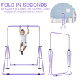 thumbnail image 3 of ToyKraft Gymnastics Bar for Kids, Adjustable Gymnastic Bar for Home, Foldable Gymnastics Training Bars, Expandable Sturdy Kip Bar Horizontal Bar Monkey Bars – Purple, 3 of 8