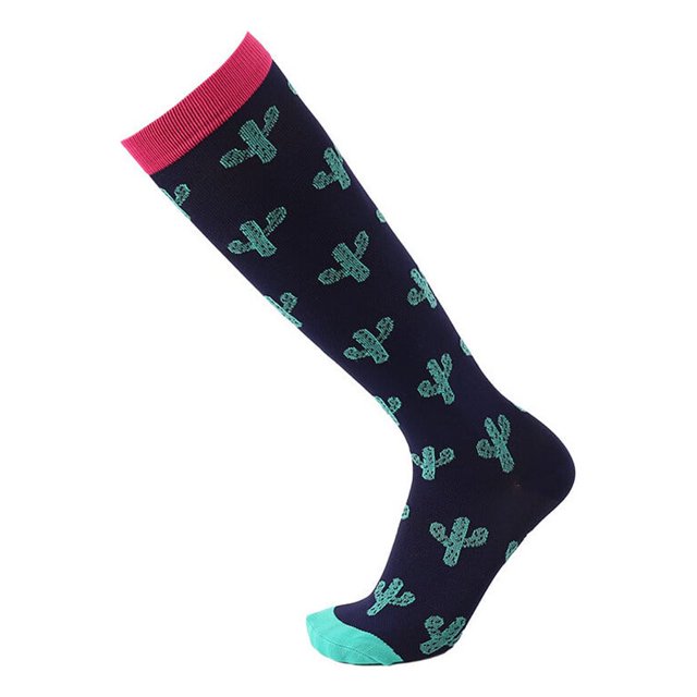 Chaussettes de Compression Bas de Course Genouillères Protecteur de Mollet Antidérapant Sports Extérieurs Cactus Rayé Imprimé Fleur Bas Cactus/S/M