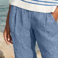 thumbnail image 4 of CFLVAEK Fake Denim Distressed Capri Pant with Pocket for Women Loose Fit Solid Ruched Beach Pant Flowy Breathable Straight Pedal Pushers Lightweight Mid Rise Ladies Lounge Pants, 4 of 8