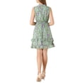 thumbnail image 3 of INSPIRE CHIC Robes en Mousseline pour Femmes CHIC à Smocks Robe Mini Trapèze Sans Manches à Fleurs S Vert, 3 of 7