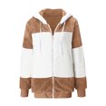 thumbnail image 5 of EGNMCR Womens Winter Fuzzy Fleece Jacket Hooded Drawstring Color Block Patchwork Cardigan Zipper Pullover Coats Outerwear with Pockets, 5 of 5