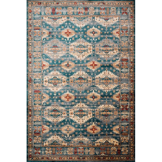 Loloi II Isadora Collection Area Rug ISA-06 Lagoon / Multi 4'-0" x 6'-0"