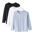 thumbnail image 2 of YUNAFFT Kids' Layering Shirts Basic Long Sleeve Crew Neck Tops 3-Pack Casual Everyday Essentials, 2 of 9
