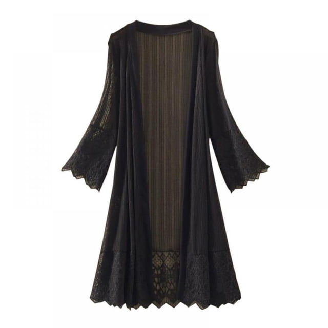 EIMELI Cardigan Long Décontracté pour Femmes, Ouvert à l'Avant, Léger, Style Duster, Ourlet Haut-Bas, Mi-Long, Manches Longues