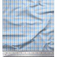 thumbnail image 1 of Soimoi Blue Georgette Viscose Fabric Window Pane Check Printed Fabric 1 Yard 42 Inch Wide, 1 of 3