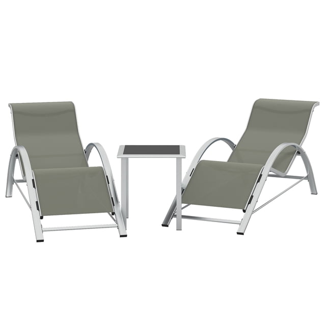 Ensemble de 2 Chaises Longues de Patio – Chaises Longues d'Extérieur Modernes en Osier Inclinable en Aluminium avec Table d'Appoint, Porte-Gobelets et Coussins Imperméables pour le Bord de la Piscine, la Terrasse et le Jardin