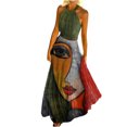thumbnail image 2 of SMihono Robe Maxi Bohème d'Été pour Femmes Grande Taille Mode Décontractée d'Été Sans Manches à Col Rond Robe Imprimée à Col Licou à Fermeture Éclair Robe pour Femme Longue Plissée Robes Plage Évasée Robe d'Été, 2 of 8