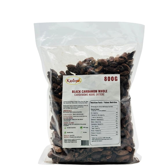 Kasturi Black Cardamom Whole Pods – Bold Flavor Spice for Cooking, Curry, Biryani, Marinades, Vegan Non-GMO, Fresh Harvest | Pure Natural Dry Seeds (800 Gram)