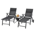 thumbnail image 4 of Patiojoy 2 Pcs Chaise Longue Pliante d'Extérieur pour Patio Portable Plus Longue avec Roues et Dossier Réglable, 4 of 6