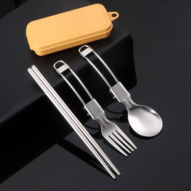 Camping Utensil Set Folding Picnic Cutlery Utensil Spoon Chopsticks Fork Set