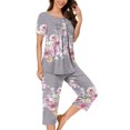 thumbnail image 2 of Rbaofujie Nuisette pour Femmes Femme Décontractée Col Rond Manches Courtes Blouse Pantalon Mode Pyjama Ensemble Tenue de Nuit pour Femmes, 2 of 5