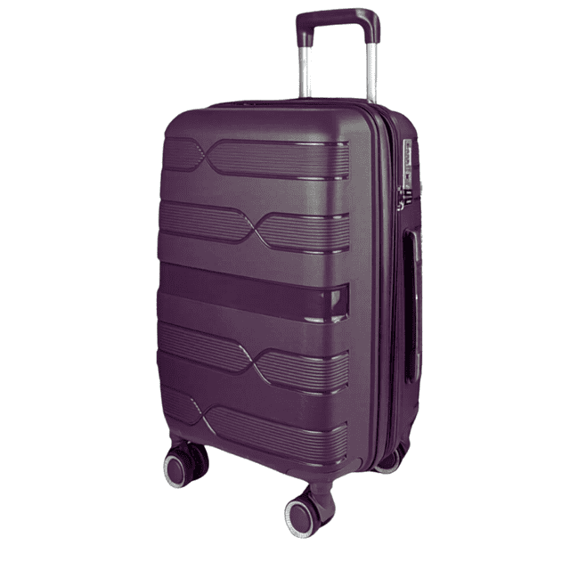 TRAVLR 100 % PP Résistant aux Chocs Léger Extensible 24 Pouces Valise de Soute à Roulettes - Violet Gris