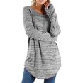 thumbnail image 2 of CHUANK Chemise Longue Cache-Ventre Fluide à Col Rond Unie à Manches Longues Hauts Grande Taille pour Femmes Chic Tunique Confortable à Porter avec des Leggings Bleu TTG, 2 of 7
