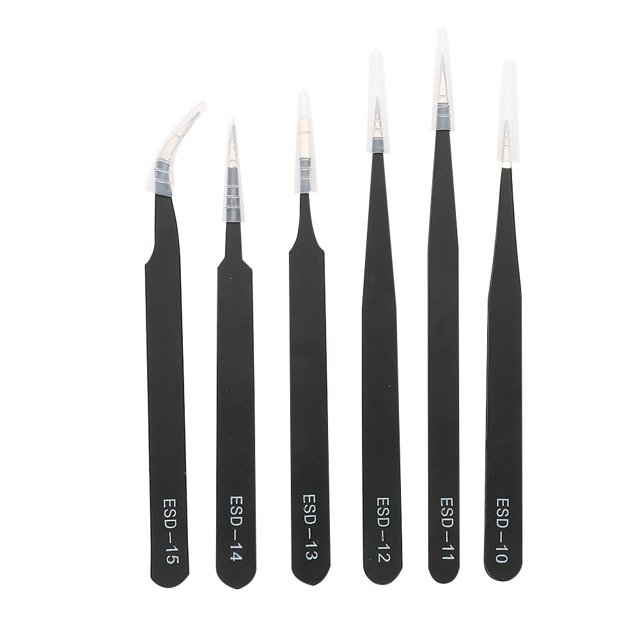 6PCS Anti Pince à Épiler Statique Outil de Maintenance de Pince à Épiler en Acier Inoxydable