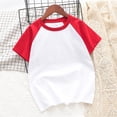 thumbnail image 5 of vdgthytj Lot de 2 T-Shirts Raglan d'Été pour Enfants Filles Garçons à Blocs de Couleur Col Ras du Cou Manches Courtes Décontractés Basiques Hauts Tees, 5 of 5