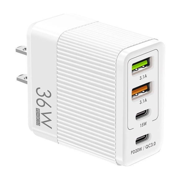 Chargeur de Téléphone Mobile à Charge Rapide 36W Port 5V4A 2PD+2USB pour Europe et UK Charge Sécuritaire