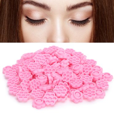 Noref Porte-Colle Extension Cils, 500pcs Porte-Colle Extension Cils Fleur en Forme de Cils Greffe de Colle Tasse Rose, Outil d'Extension de Cils