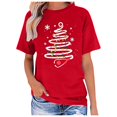 thumbnail image 1 of LUOGENLI T-shirts pour Femme pour Femmes Imprimé de Noël Col Rond T-Shirt pour Femmes Manches Courtes Haut Festif des Fêtes 4TG T-shirts pour Femmes T-shirts Graphiques T-shirts Fête de la Saint-Patrick Rouge TTG, 1 of 4