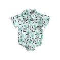 thumbnail image 1 of Fortune Infant Boy Cow Print Romper Baby Short Sleeve Button Up Shirt Bodysuit, 1 of 8