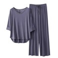 thumbnail image 2 of Weiqiqre Pyjamas pour Femmes Pyjamas Rafraîchissants Ensembles d'Été Assortis Manches Courtes Ensemble de Détente Femmes, 2 of 3