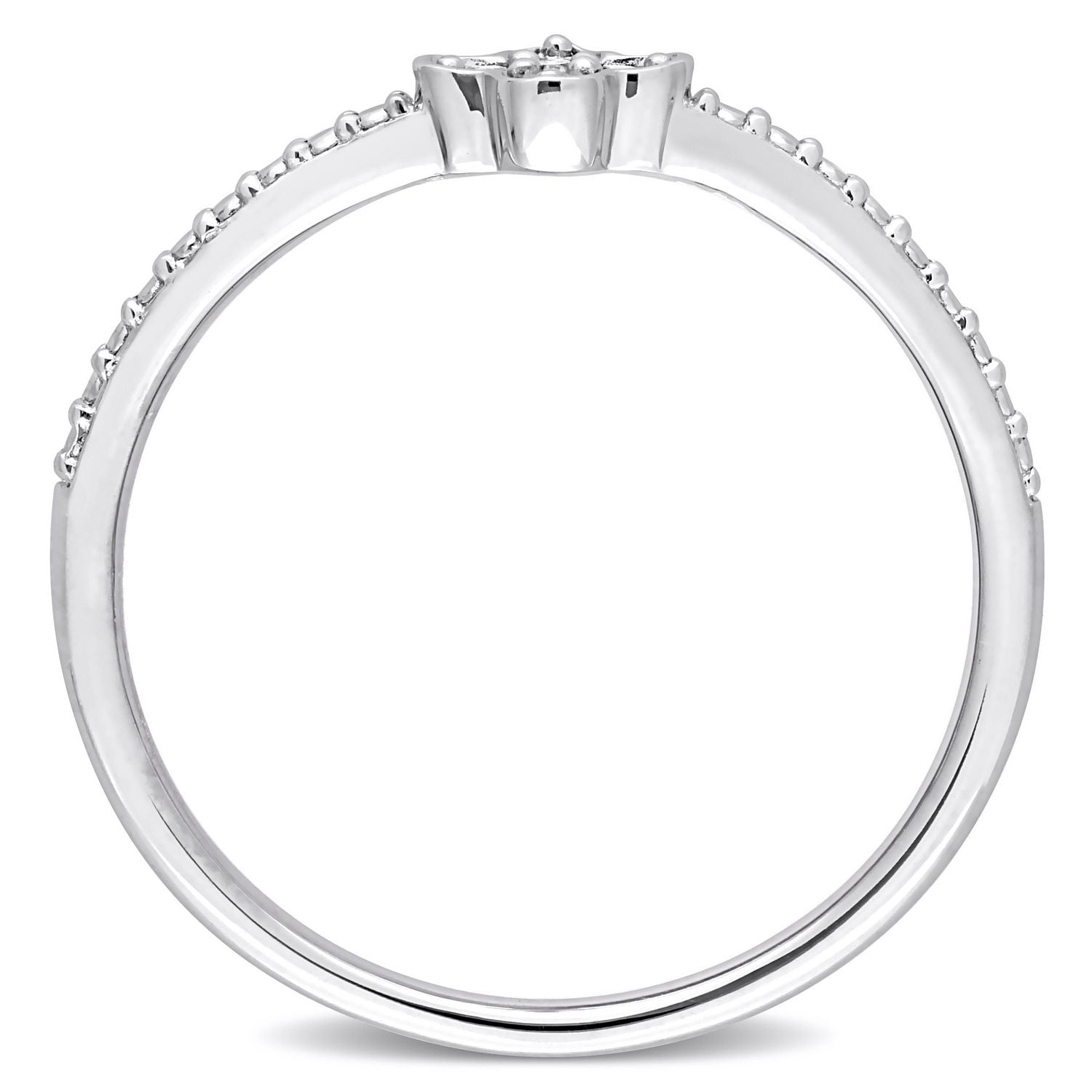Bague de Promesse florale Miabella d'accent de diamant en Argent Sterling