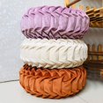thumbnail image 4 of Coussin Rond en Velours pour la Maison, Décoration, Coussin Rond Plissé pour Canapé, Chaise, Lit, Voiture (Orange), 4 of 4