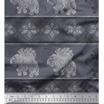 thumbnail image 1 of Soimoi Satin Silk Fabric Floral & Elephant Block Printed Fabric 1 Yard 42 Inch Wide, 1 of 3