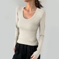 thumbnail image 2 of Lmnyox T-Shirt à Col Rond pour Femmes Manches Longues Décontracté Mode Basique Automne Hiver, 2 of 5