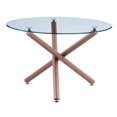thumbnail image 3 of 5pc Table à Manger en Verre Clair Circulaire avec des Chaises en Tissu Gris, 3 of 4