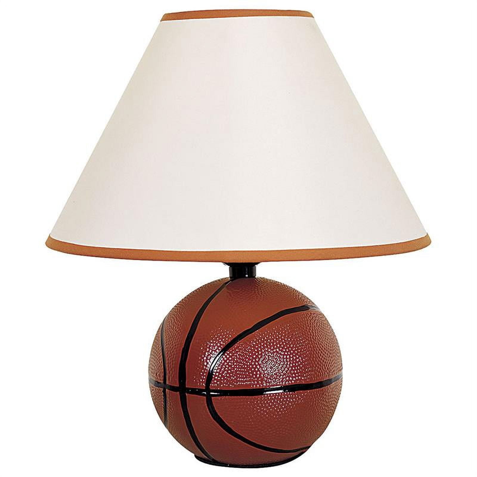ORE International Lampe de Table en Céramique de Basketball avec Abat-Jour en Lin Orange