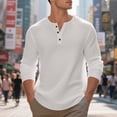 thumbnail image 3 of fatyb Casual Shirts for Men Long Sleeve Tshirts Button Pullover Solid Color Mens Lightweight Tee Tops, 3 of 7