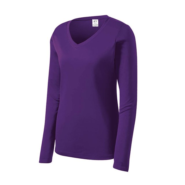 Gravity Threads Womens Long-Sleeve Moisture-Wick V-Neck - Purple - X-Large