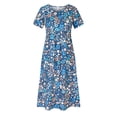 thumbnail image 4 of YUNAFFT Robes pour Femmes Liquidation Robes d'Été Décontractées pour Femmes Col Rond Manches Courtes Fermeture Éclair Pliantes à Imprimé Floral Soldes, 4 of 8