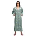 thumbnail image 3 of Moomaya Robe de Nuit Maxi pour Femmes en Coton à Col en V Imprimé avec Bordure Volantée, 3 of 5