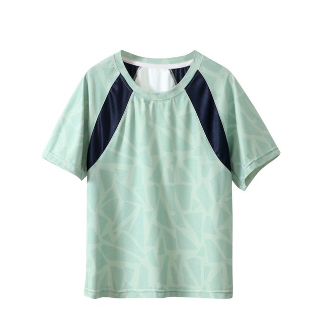 Zpanxa T-Shirts pour Filles Couleur Unie Respirant Manches Courtes Col Rond Haut de Sport Polyester 3 Ans
