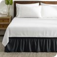 thumbnail image 1 of Bare Home Adjustable Wrap Around Bed Skirt - 15 Inch Drop - Easy Fit - Ruffle Pleats - Queen, Black, 1 of 6
