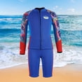 thumbnail image 2 of Split Wetsuit Kids Front Zip Keep Warm Swimsuit for Summer Water Parks Kayak Blue Color M, 2 of 10