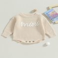 thumbnail image 2 of Nouveau-né Bébé Garçons Filles Pull Rompers Lettre Col Rond Manches Longues Tricot Combinaisons Automne Vêtements Bodysuits, 2 of 7