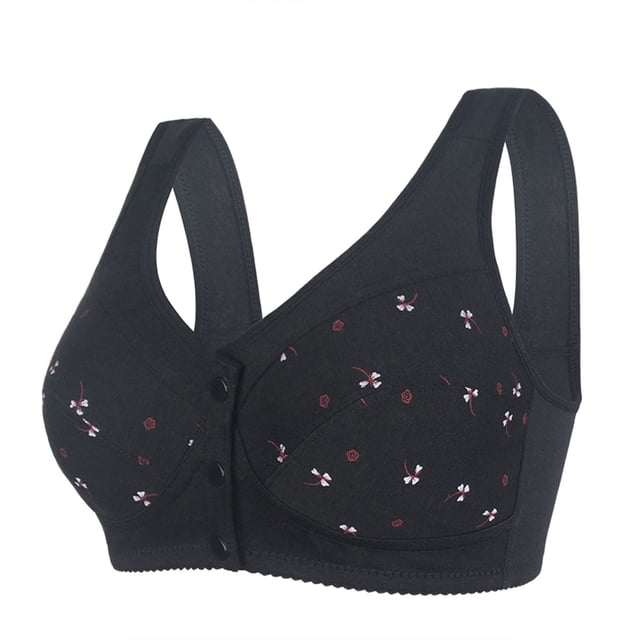 Timegard Plus Size Bras for Women Front Closure Button Wirefree Full Coverage Comfort Everyday Bras