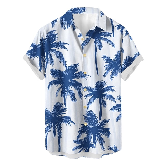 Weiqiqre Mens T Shirts Loose Fit, Floral Print Tropical Button Down Shirts