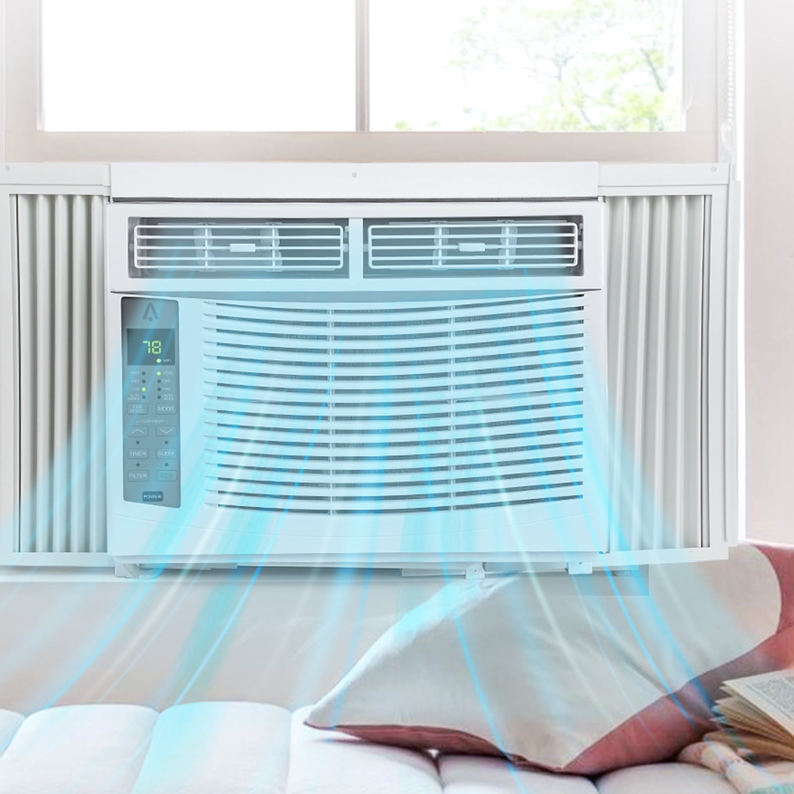 Ranilety 6,000 BTU Window Air Conditioner, Cools Up to 250 Sq Ft, Energy Efficient, Remote/App Control, Timer, for Bedroom/Living Room