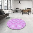 thumbnail image 4 of Ahgly Company Machine Washable Indoor Round Transitional Heliotrope Purple Area Rugs, 6' Round, 4 of 7