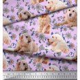 thumbnail image 2 of Soimoi Poly Georgette Fabric Floral,Book & Golden Retriever Dog Printed Fabric 1 Yard 52 Inch Wide, 2 of 3